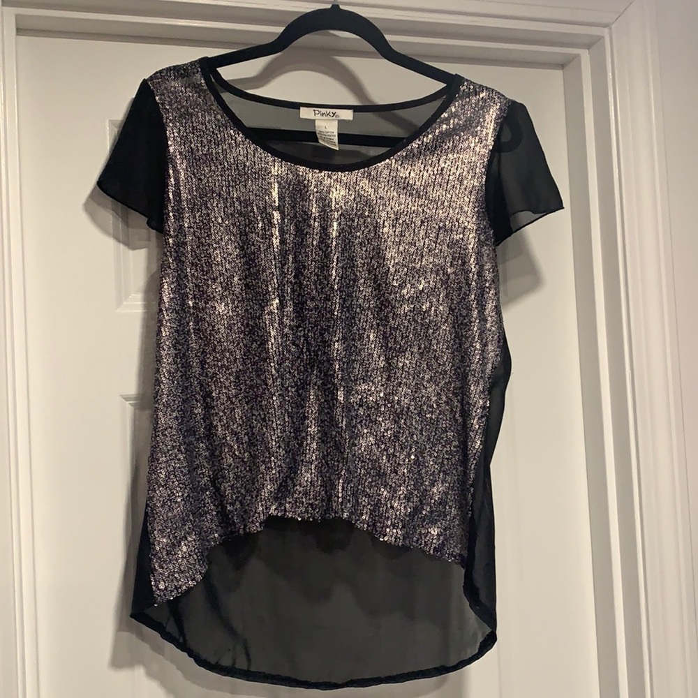Pinky sequin sheer top